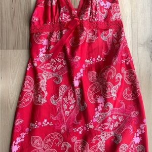 Red Paisley Lace-Trim Chemise